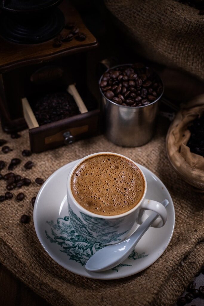 hot coffee in a cup which represent unique flavor profile of temanggung green coffee.